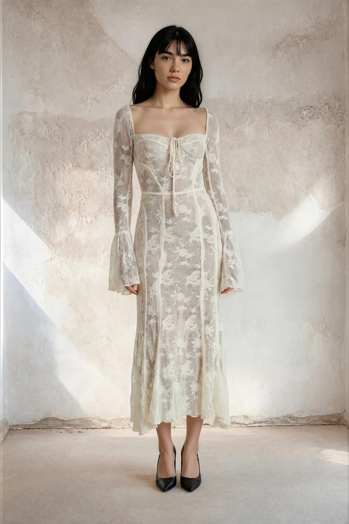 Vestido Midi Elegante de Encaje