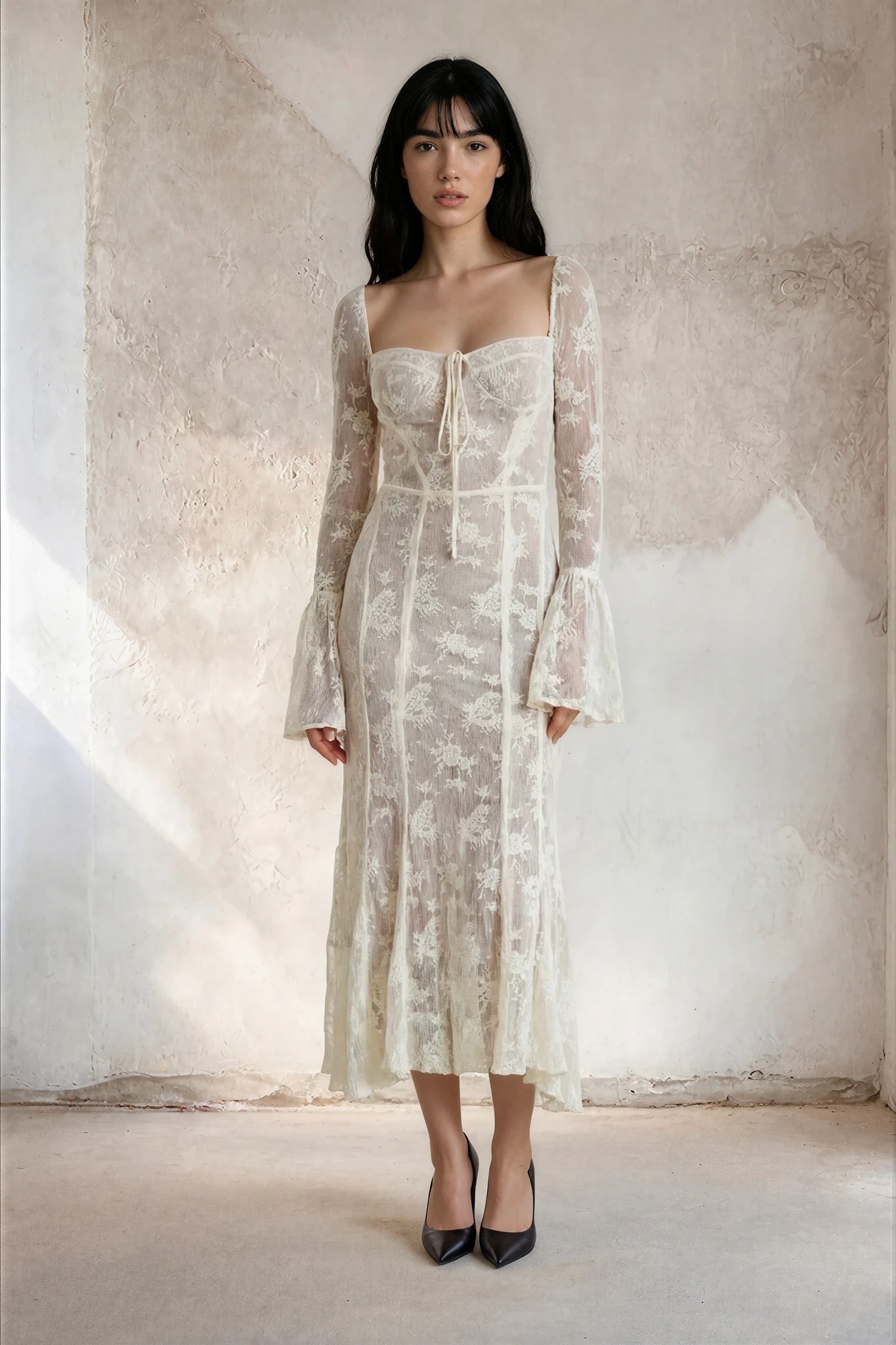 Vestido Midi Elegante de Encaje