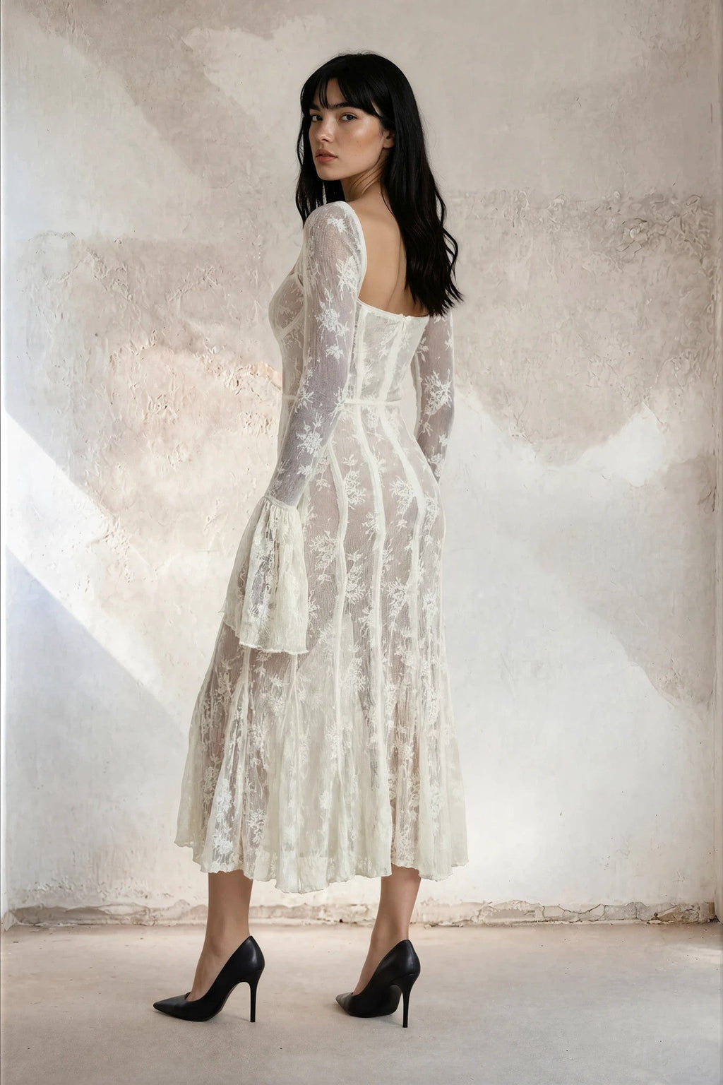 Vestido Midi Elegante de Encaje