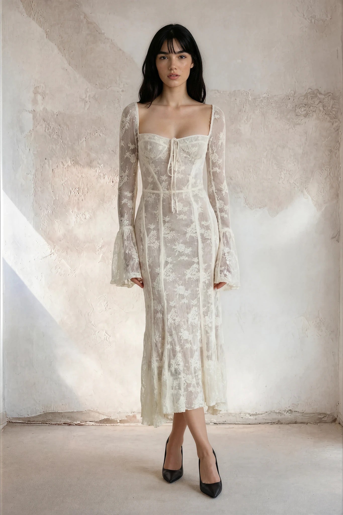 Vestido Midi Elegante de Encaje