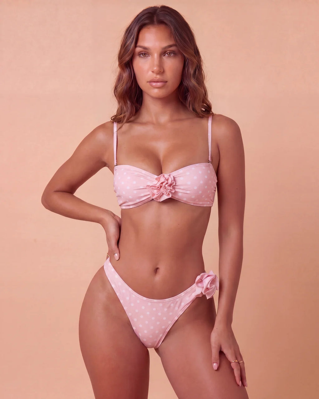 AITANA SWIM | Bikini Rosa de Lunares y Roseta