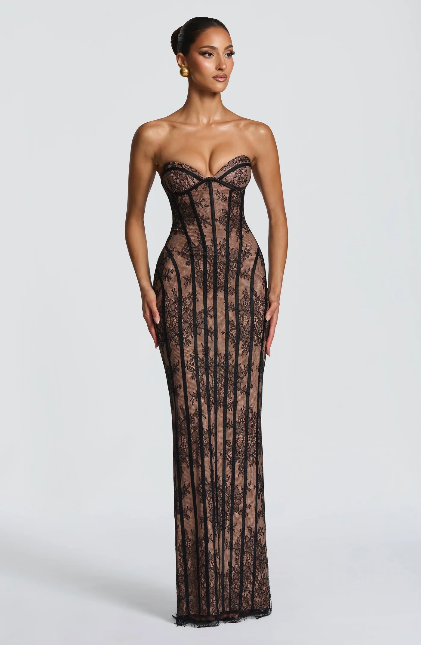 AITANA ELYSIA | Vestido Maxi Encaje Bordado