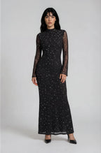 Vestido Maxi Strass Manga Larga