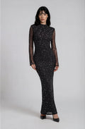 Vestido Maxi Strass Manga Larga