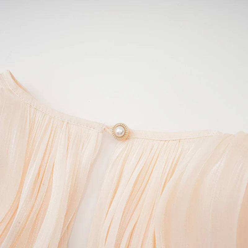 Vestido Mini Plisado con Lazo