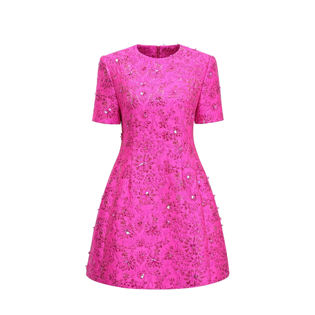 Vestido Mini Jacquard Floral