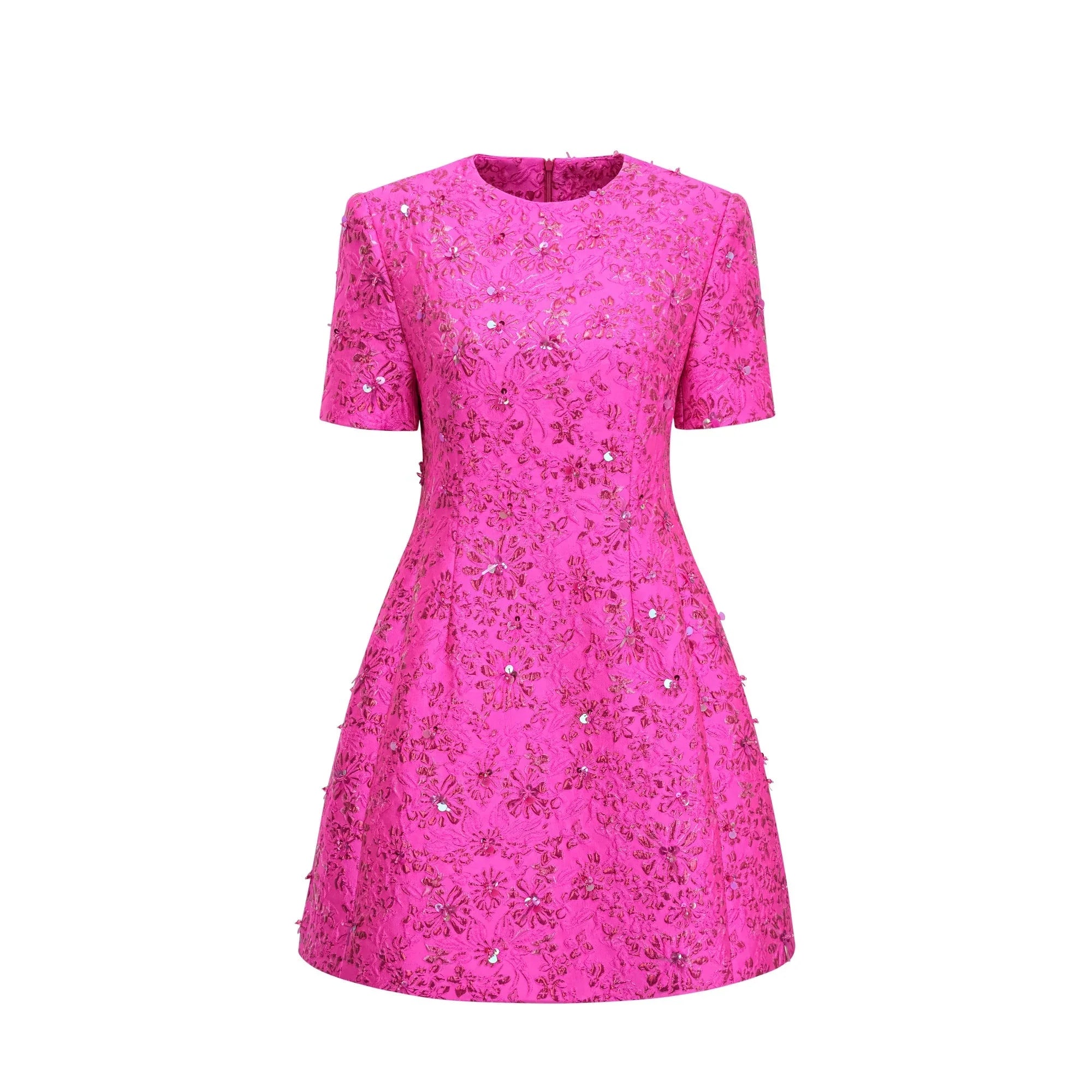 Vestido Mini Jacquard Floral