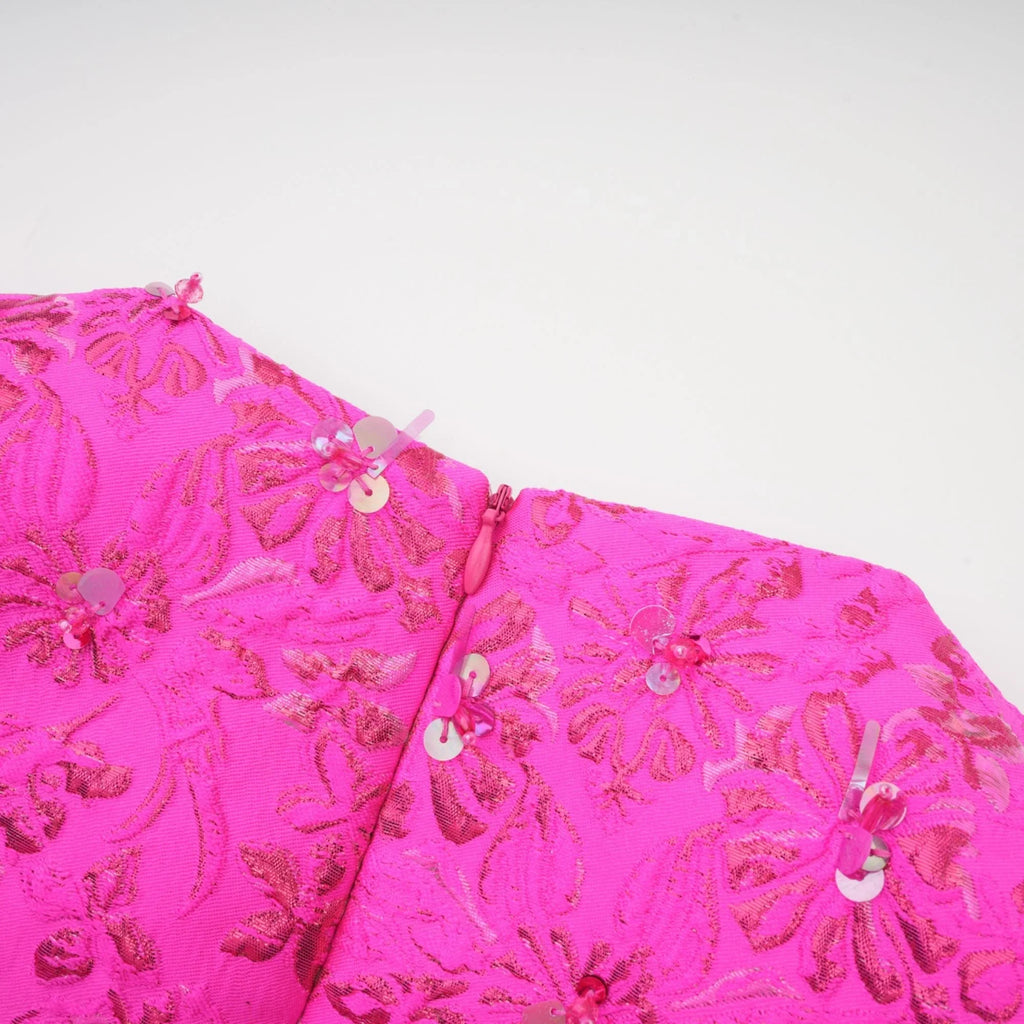 Vestido Mini Jacquard Floral