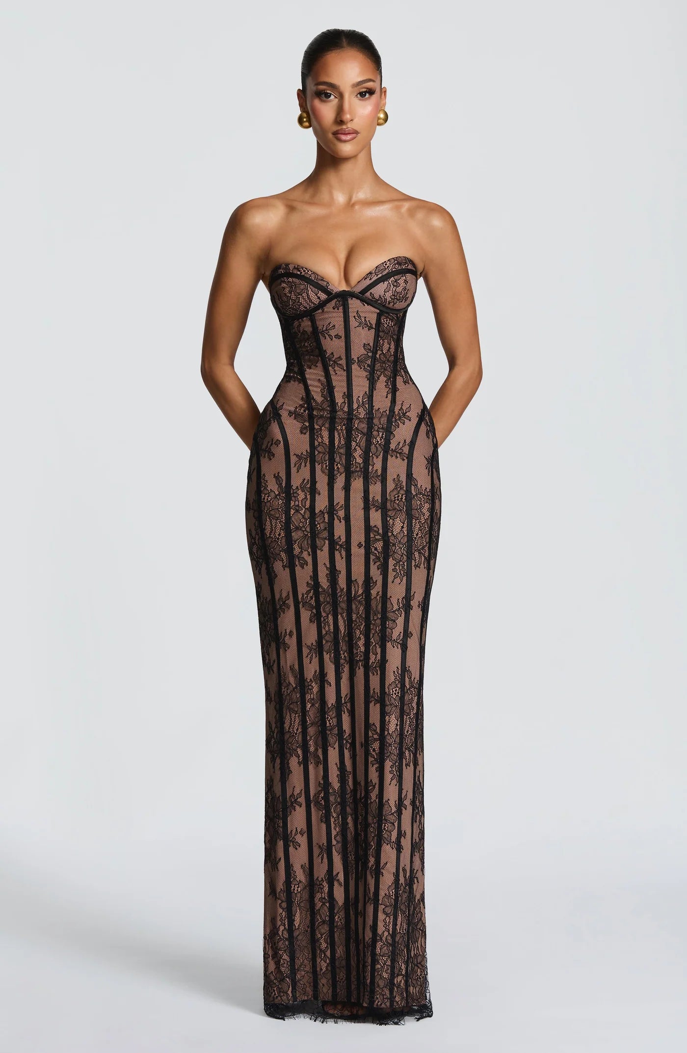 AITANA ELYSIA | Vestido Maxi Encaje Bordado