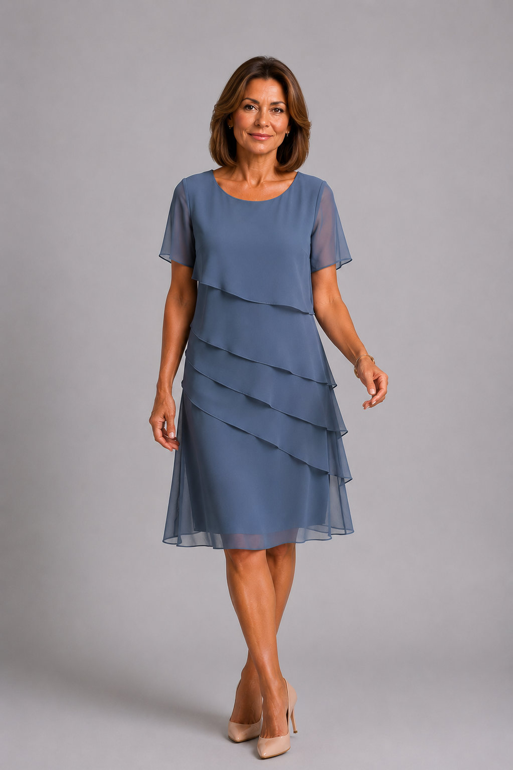 AITANA MIRELLE | Vestido Midi Volantes Semitransparente