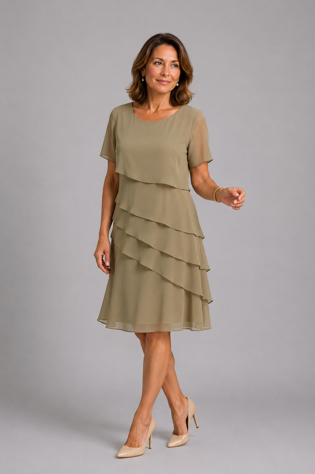 AITANA MIRELLE | Vestido Midi Volantes Semitransparente