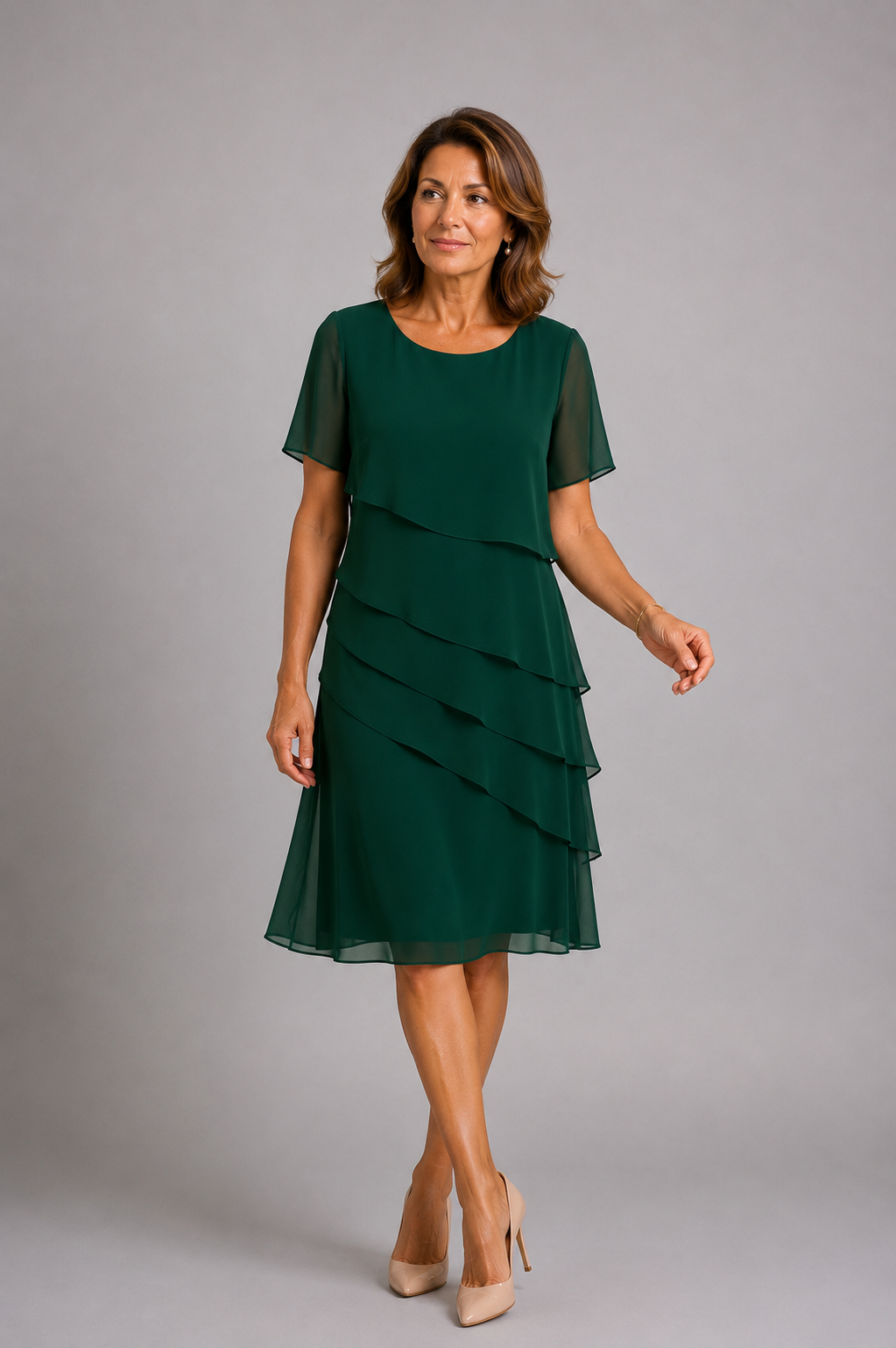 AITANA MIRELLE | Vestido Midi Volantes Semitransparente