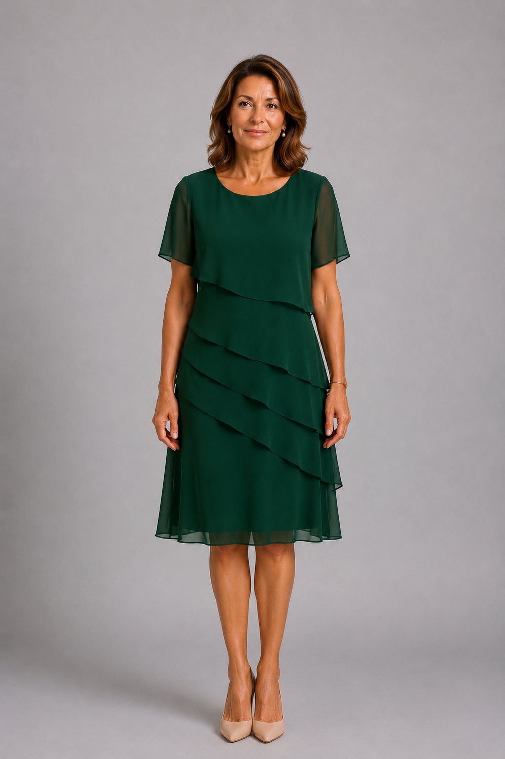 AITANA MIRELLE | Vestido Midi Volantes Semitransparente