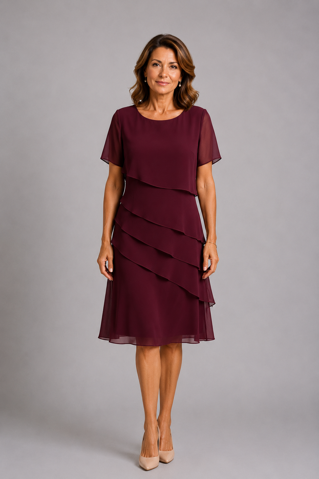 AITANA MIRELLE | Vestido Midi Volantes Semitransparente