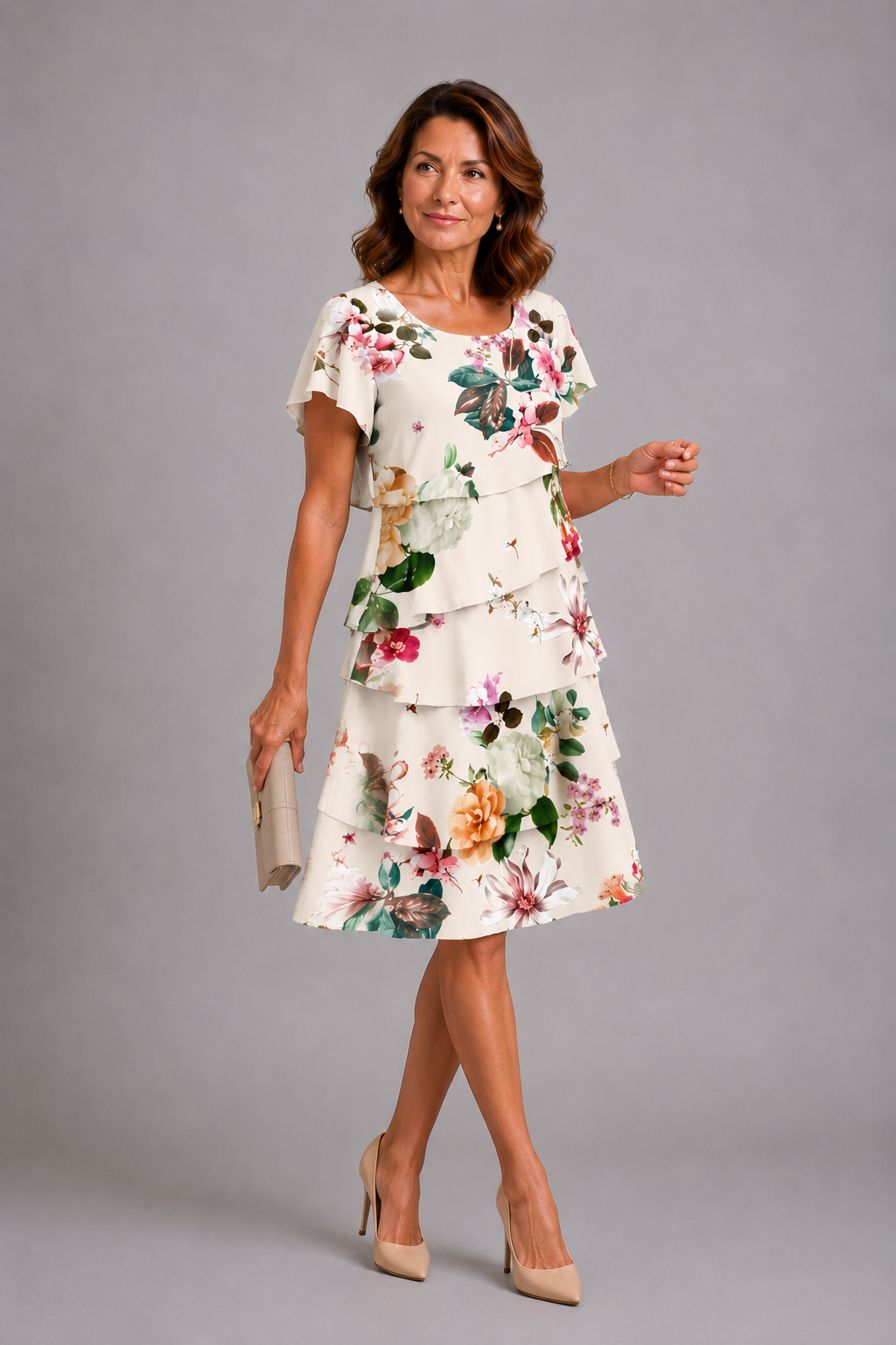 AITANA MIRELLE | Vestido Midi Floral de Volantes