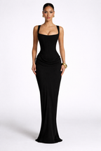 Vestido Maxi Drapeado Escote Cuadrado