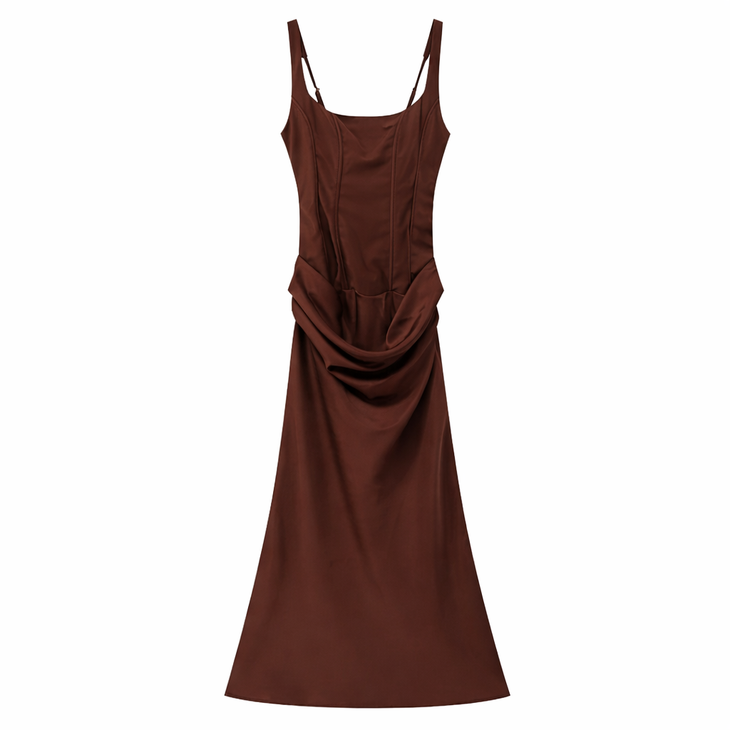 Vestido Maxi Drapeado Escote Cuadrado