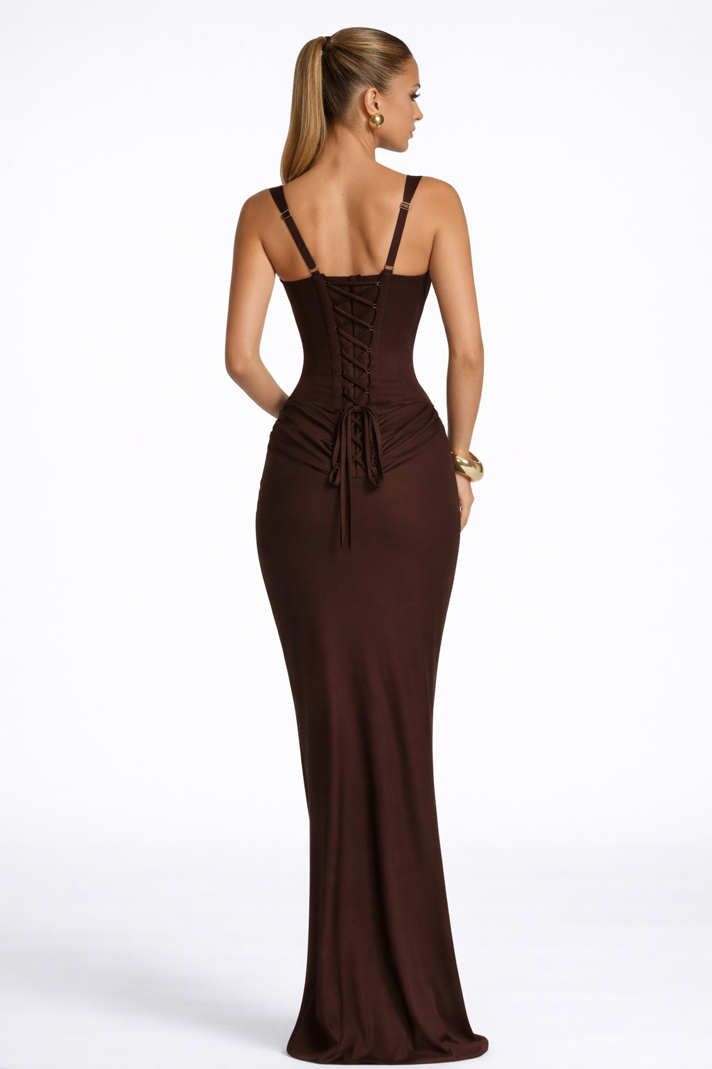 Vestido Maxi Drapeado Escote Cuadrado