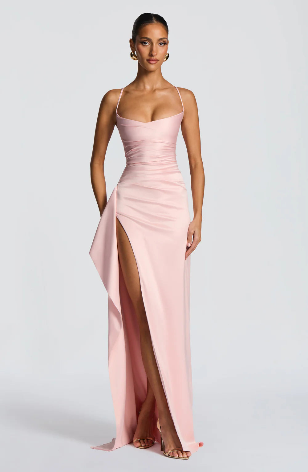 AITANA HELEN | Vestido Maxi Drapeado Satinado