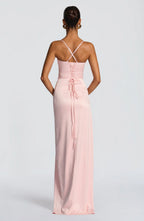 AITANA HELEN | Vestido Maxi Drapeado Satinado