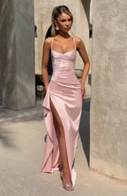 AITANA HELEN | Vestido Maxi Drapeado Satinado