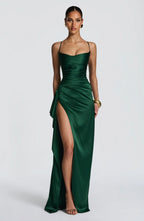 AITANA HELEN | Vestido Maxi Drapeado Satinado