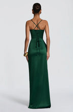 AITANA HELEN | Vestido Maxi Drapeado Satinado