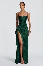 AITANA HELEN | Vestido Maxi Drapeado Satinado
