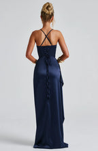 AITANA HELEN | Vestido Maxi Drapeado Satinado