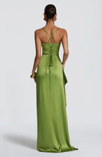 AITANA HELEN | Vestido Maxi Drapeado Satinado