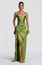 AITANA HELEN | Vestido Maxi Drapeado Satinado