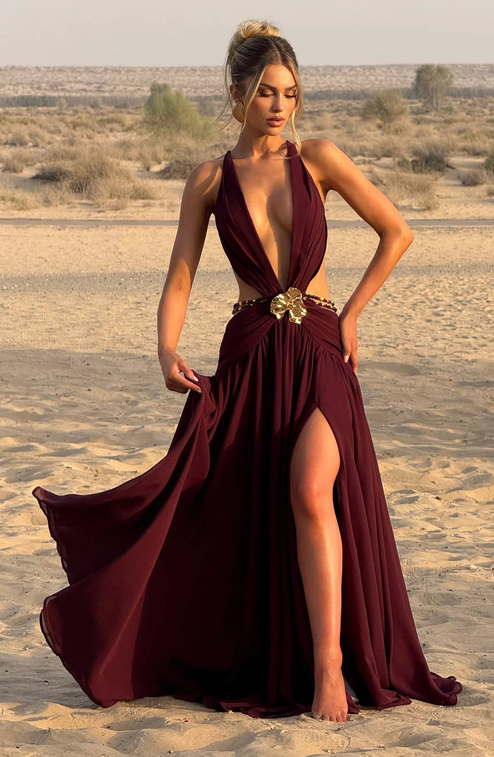 AITANA CITRINE | Vestido Maxi Escote Joya